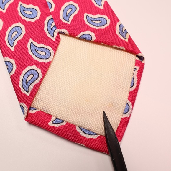 Ben Silver Silk Necktie Paisley Print Business Casual Breuer Tie - Minor Flaws - Picture 8 of 10